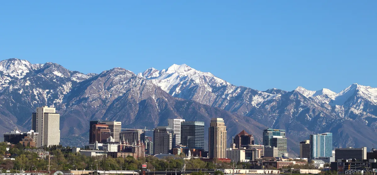 Aerial view of downtown Salt Lake City, UT